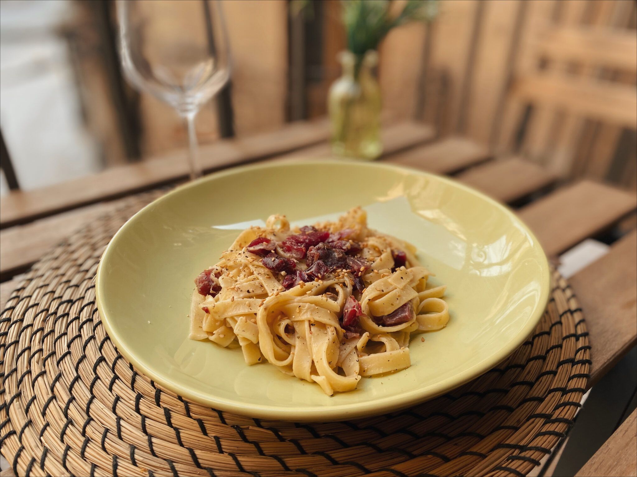 Pasta con Salsa de Setas y Taquitos de Jamón I